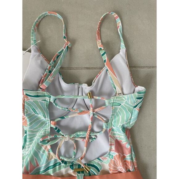 Kenny Flowers Swim One Piece Swimsuit Hawaiian Floral NO BELT - Picture 7 of 10